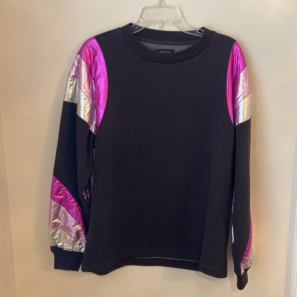 Isabel Marant Black Sweater with Pink and Silver Accents
